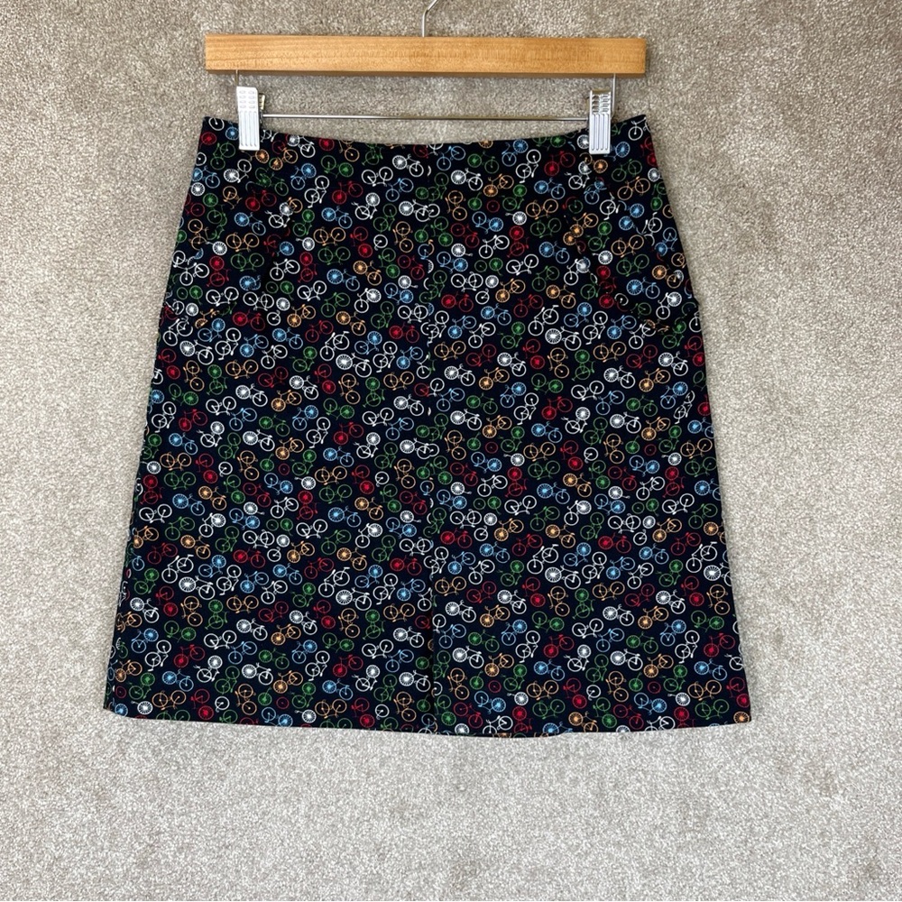 Talbots Skirt Womens 4P Bicycle Print Cotton Blend Pockets Fun Novelty- 3721